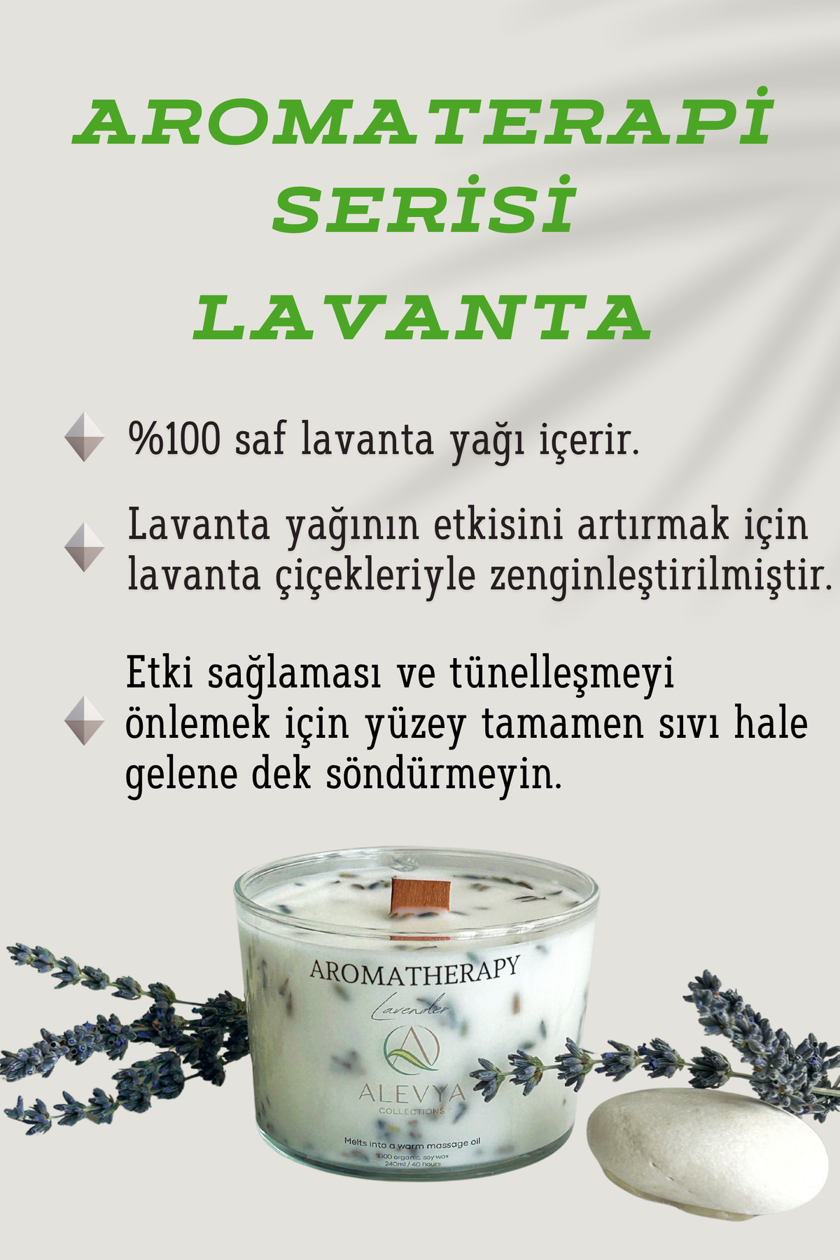 Aromaterapi Serisi - Lavanta / Qr Kodlu Özel Playlist / Premium Soya-Coconut Wax Karışımı /240ml